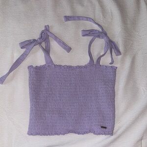 Hollister Purple Smocked Camisole with Tie Straps